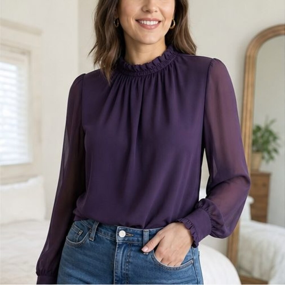 Lilac Button Blouse - Picture 2 of 6